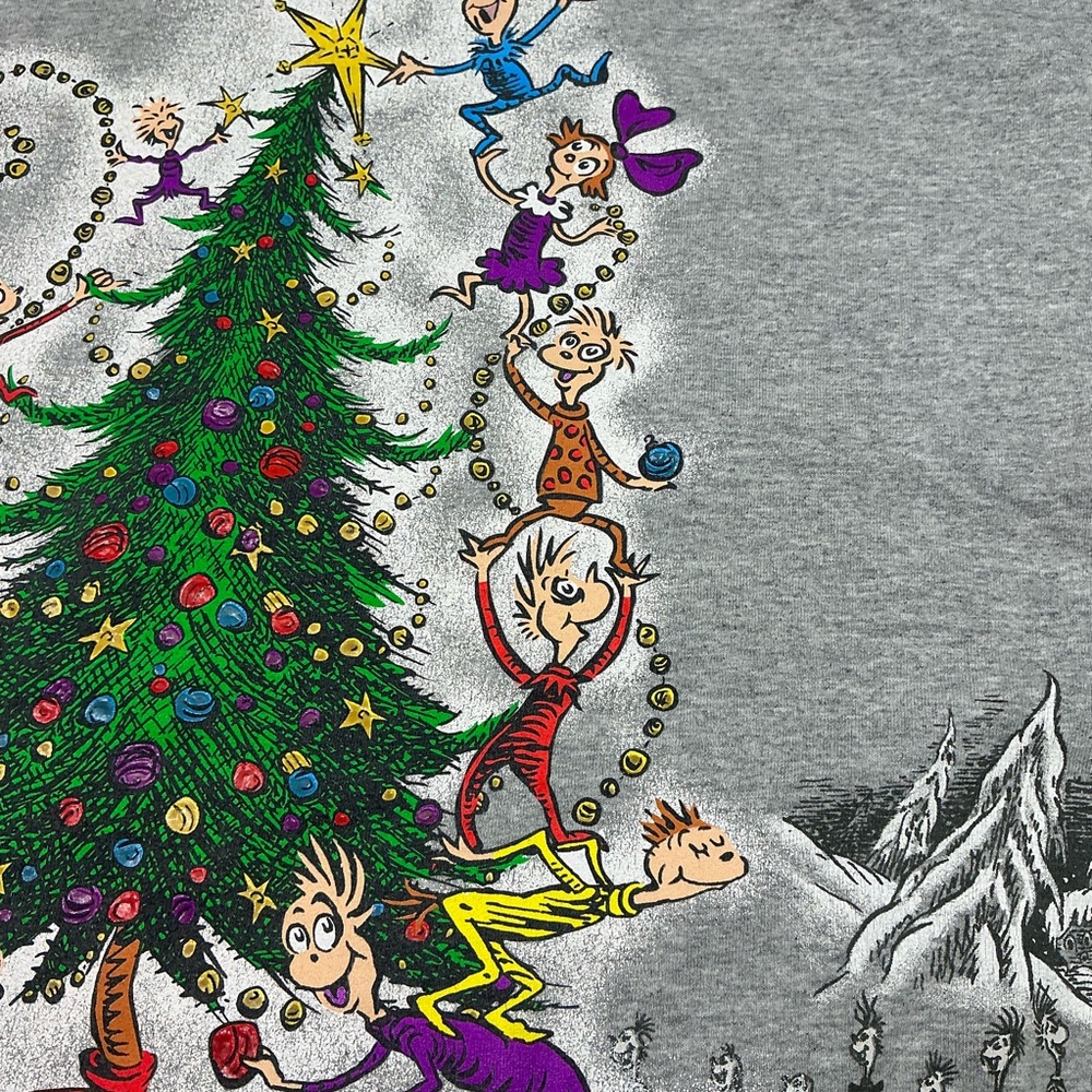 Vintage Dr. Seuss The Grinch Christmas 2001 gray double sided graphic T-shirt XL - Picture 3 of 6
